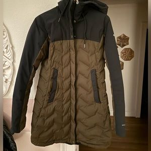 Columbia down puffer jacket brown and olive excellent condition size small